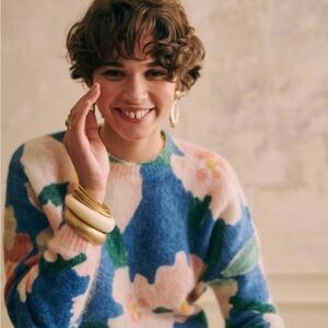 Sezane Multicolor Floral Sweater
